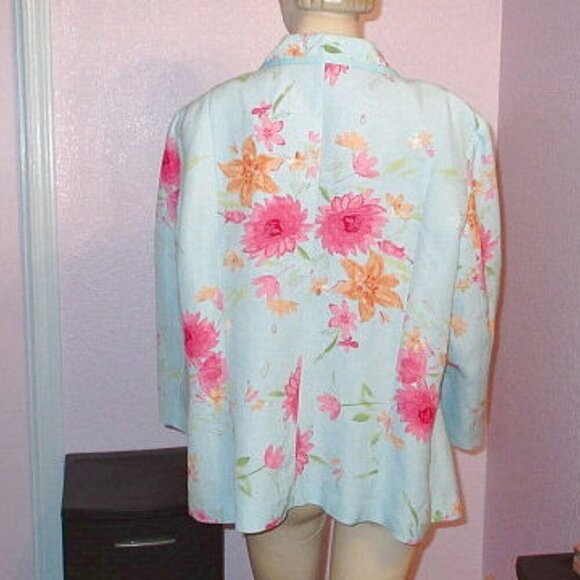 Emma James Womens Linen Blend Blazer Plus Size 18W Jacket Pockets Cottagecore - Picture 11 of 12